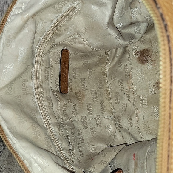 Michael Kors Brown Leather Satchel Shoulder Bag Hobo Tote - Picture 14 of 16